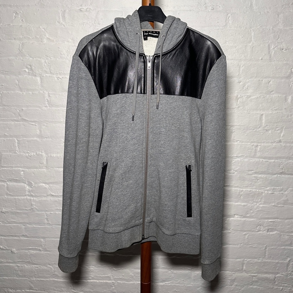 The Kooples Sport zipped hoodie leather gray